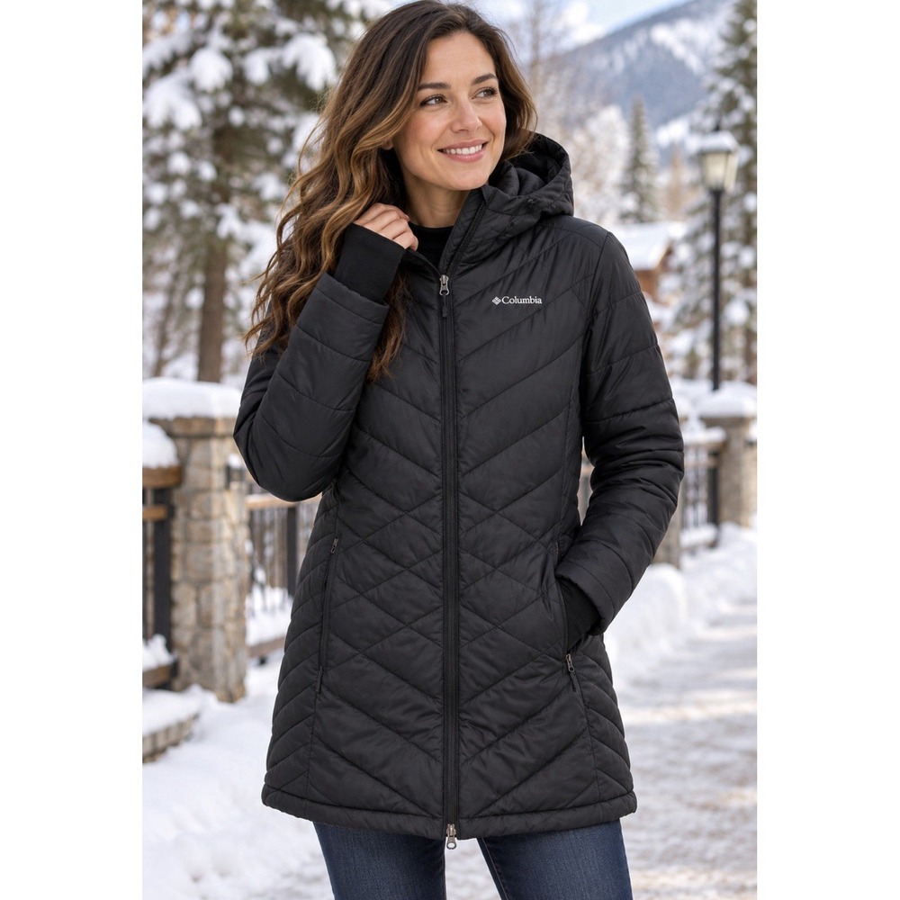 Columbia Heavenly Hooded Jacket Women Plus 1X Black Omni-Heat $150